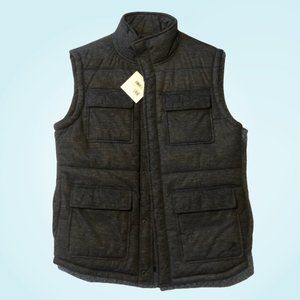 Four Snap Button Up Charcoal Vest w/ 5 Pockets